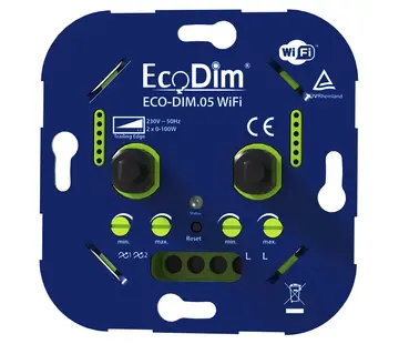 EcoDim wifi duo LED dimmer RC 2x 0 - 100 Watt (ECO-DIM.05-WIFI)