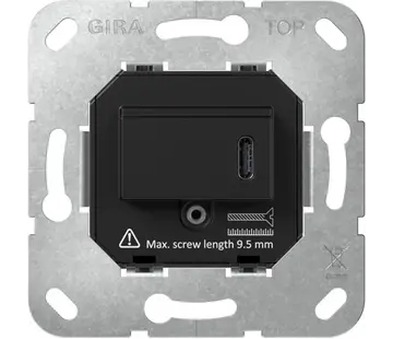 Gira USB-lader type C met snellaadfunctie Power Delivery 65 W zwart (236300)