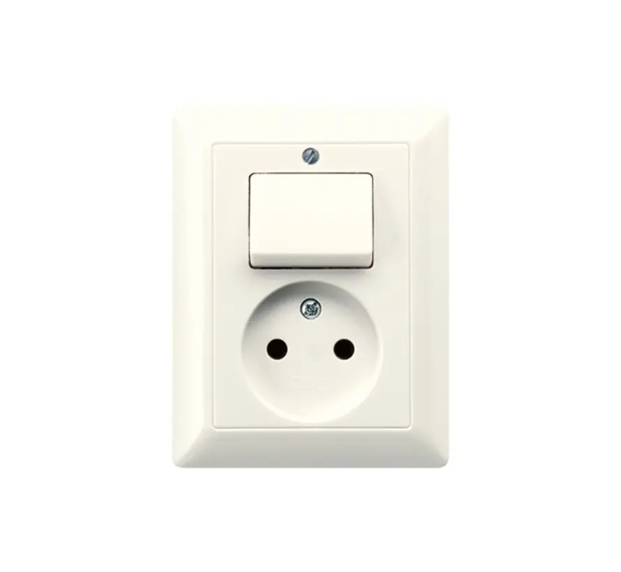 combinatie schakelaar/wandcontactdoos zonder randaarde AS500 creme (AS 5546 EU)