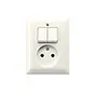 combinatie serieschakelaar/wandcontactdoos zonder randaarde AS500 creme (AS 5545 EU)