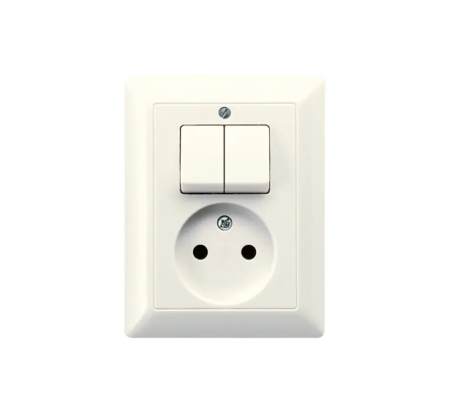 combinatie serieschakelaar/wandcontactdoos zonder randaarde AS500 creme (AS 5545 EU)