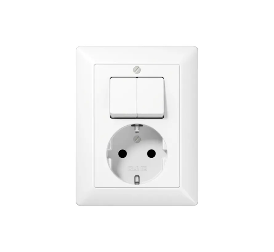 combinatie serieschakelaar/wandcontactdoos randaarde AS500 alpine wit (AS 5575 EU WW)