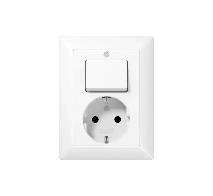 combinatie schakelaar/wandcontactdoos randaarde AS500 alpine wit (AS 5576 EU WW)