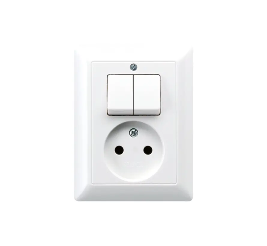 combinatie serieschakelaar/wandcontactdoos zonder randaarde AS500 alpine wit (AS 5545 EU WW)