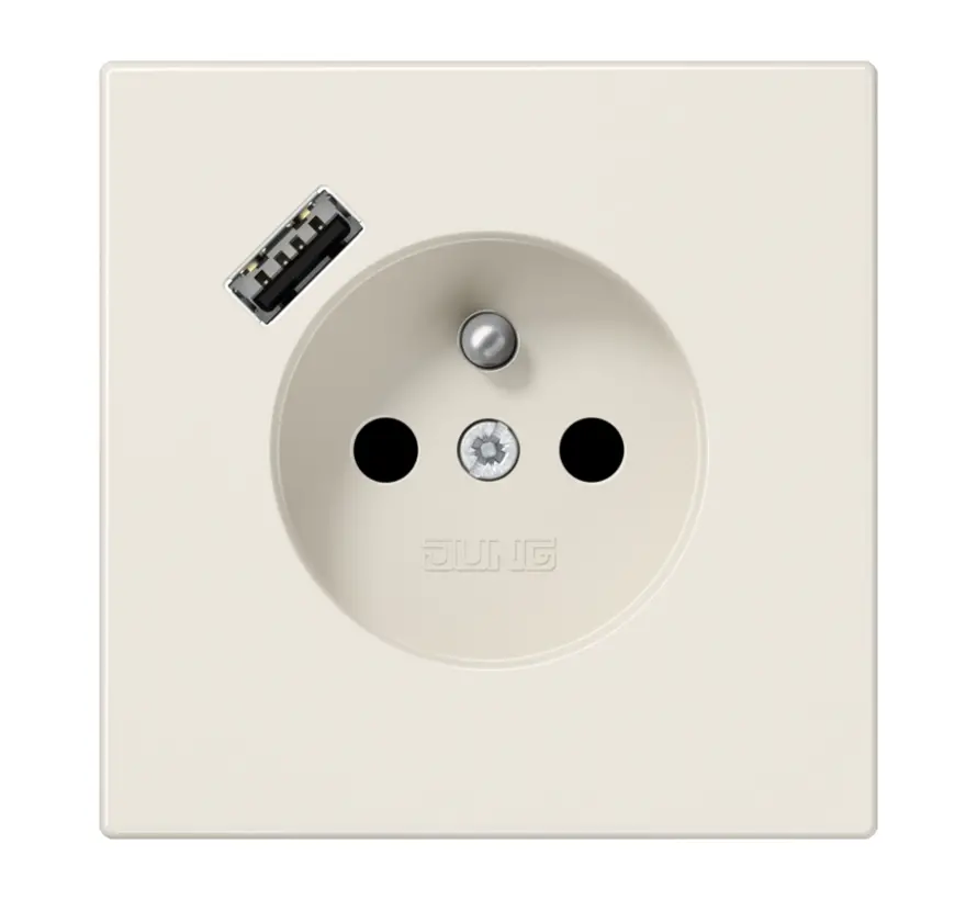 wandcontactdoos penaarde Safety+ met USB type A LS990 creme (LS 1520 F-18 A)