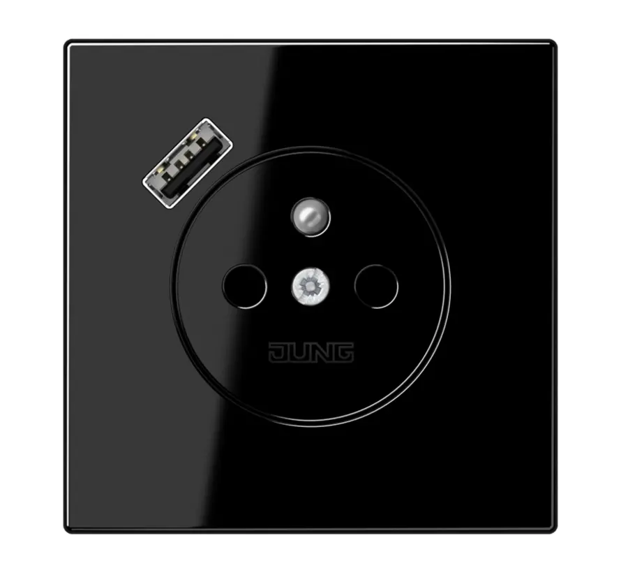 wandcontactdoos penaarde Safety+ met USB type A LS990 zwart glans (LS 1520 F-18 A SW)