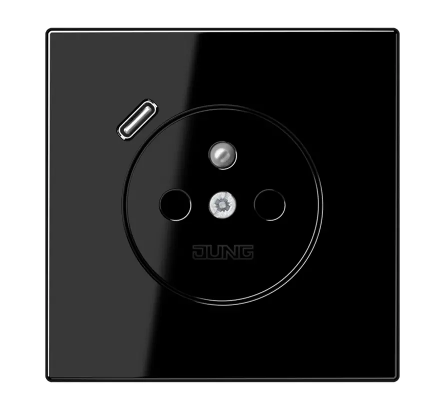 wandcontactdoos penaarde Safety+ met USB type C LS990 zwart glans (LS 1520 F-18 C SW)