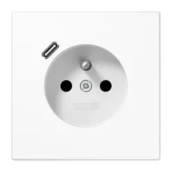 JUNG wandcontactdoos penaarde Safety+ met USB type C LS990 alpine wit (LS 1520 F-18 C WW)