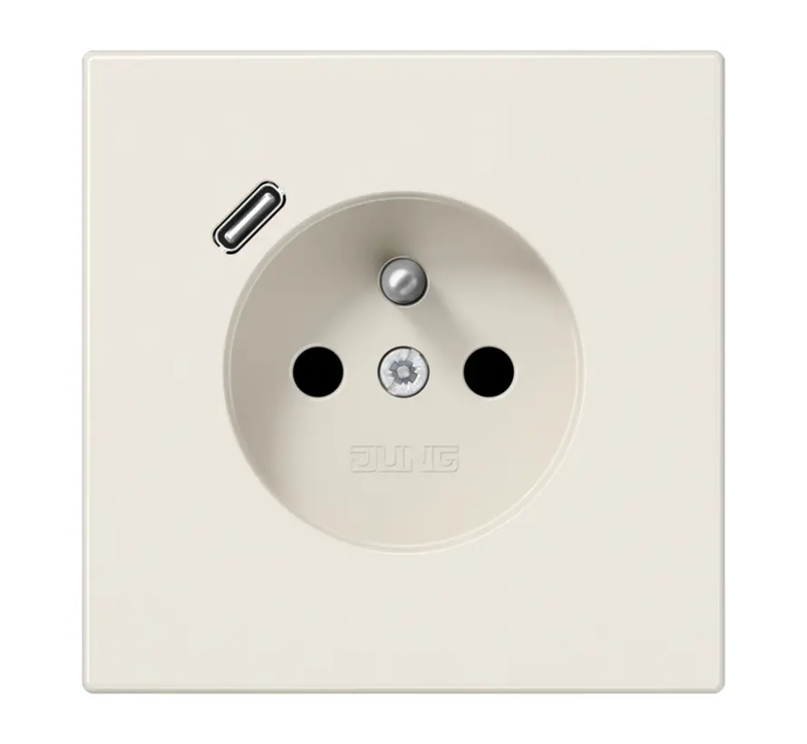 wandcontactdoos penaarde Safety+ met USB type C LS990 creme (LS 1520 F-18 C)