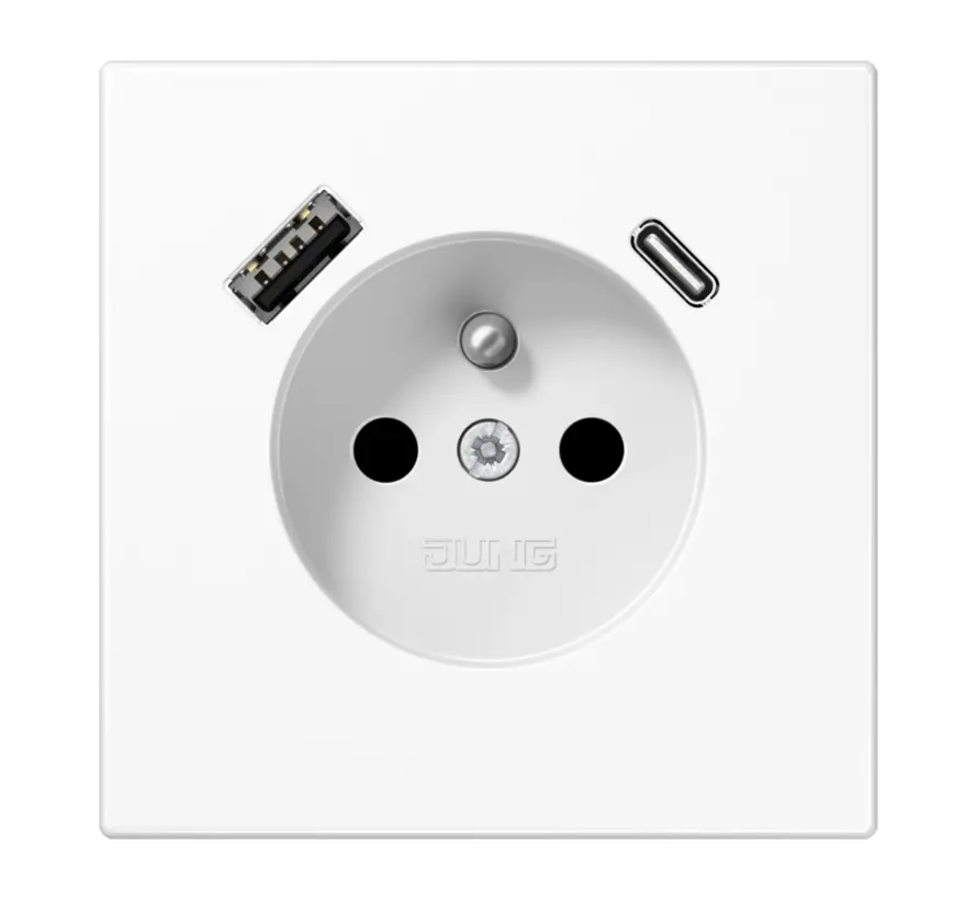 wandcontactdoos penaarde Safety+ met USB type A en C LS990 alpine wit (LS 1520 F-15 CA WW)