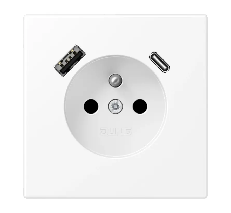 wandcontactdoos penaarde Safety+ met USB type A en C LS990 sneeuwwit mat (LS 1520 F-15 CA WWM)