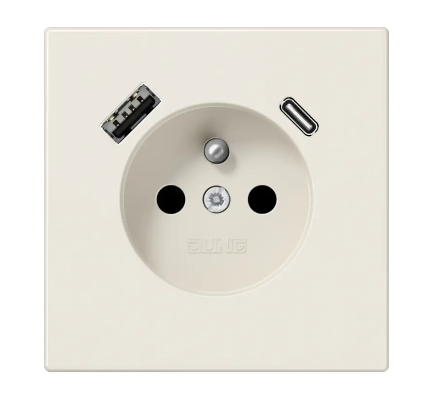 wandcontactdoos penaarde Safety+ met USB type A en C LS990 creme (LS 1520 F-15 CA)