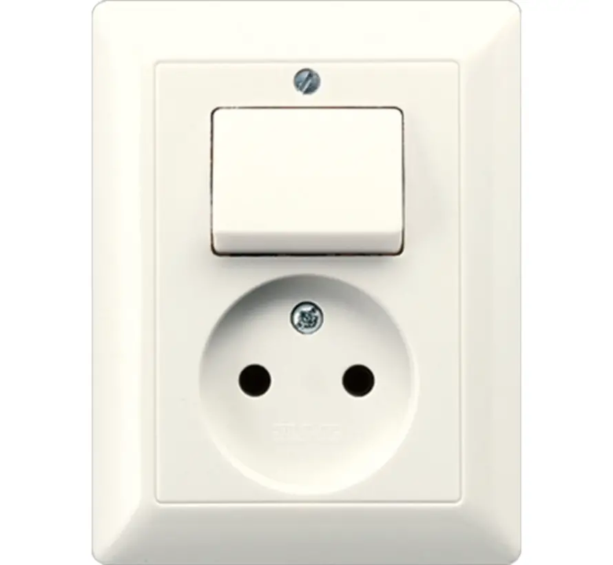combinatie schakelaar/wandcontactdoos zonder randaarde AS500 creme (AS 5546 EU)