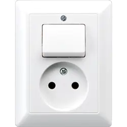 JUNG combinatie schakelaar/wandcontactdoos zonder randaarde AS500 alpine wit (AS 5546 EU WW)