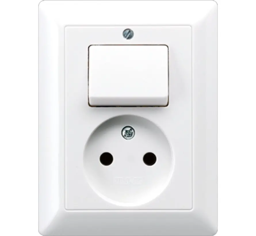 combinatie schakelaar/wandcontactdoos zonder randaarde AS500 alpine wit (AS 5546 EU WW)