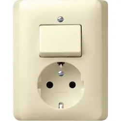 Gira combinatie schakelaar en wandcontactdoos randaarde Standaard 55 creme glans (017601)