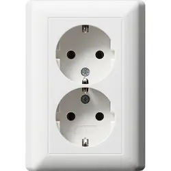Gira wandcontactdoos 2-voudig randaarde voor enkele inbouwdoos Standaard 55 wit glans (078803)
