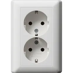 Gira wandcontactdoos 2-voudig randaarde voor enkele inbouwdoos Systeem 55 wit mat (078804)
