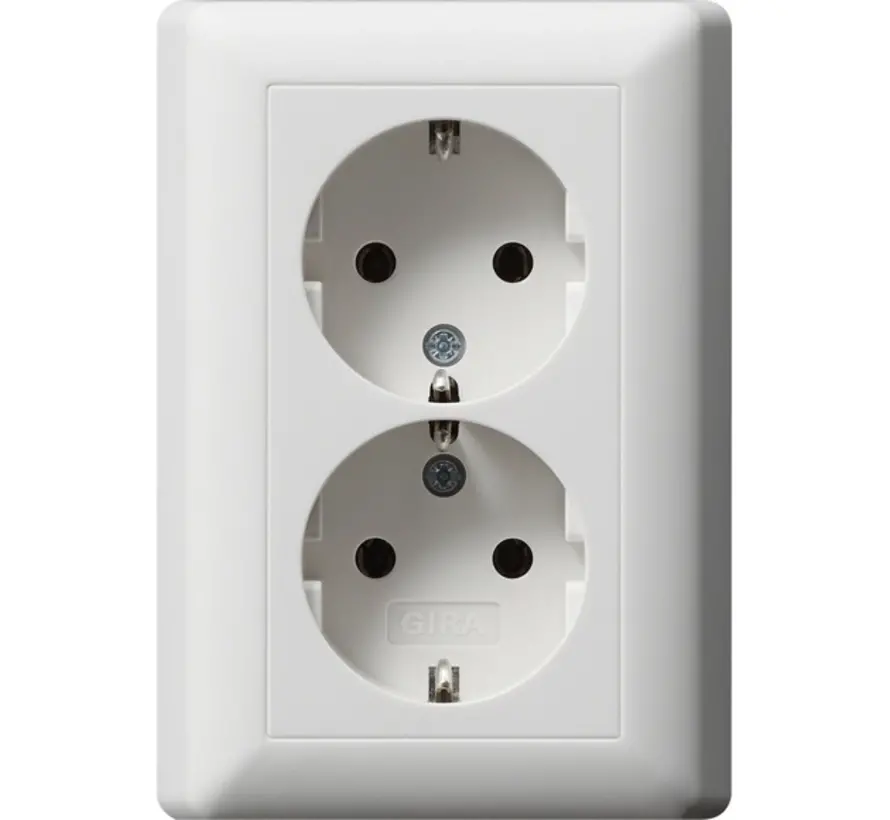 wandcontactdoos 2-voudig randaarde voor enkele inbouwdoos Systeem 55 wit mat (078804)