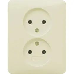 Gira wandcontactdoos 2-voudig zonder randaarde voor enkele inbouwdoos Standaard 55 creme glans (079801)