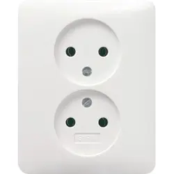 Gira wandcontactdoos 2-voudig zonder randaarde voor enkele inbouwdoos Standaard 55 wit glans (079803)