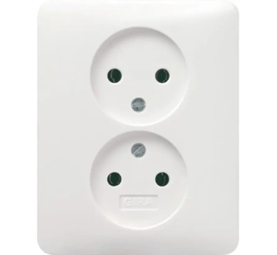 wandcontactdoos 2-voudig zonder randaarde voor enkele inbouwdoos Standaard 55 wit glans (079803)