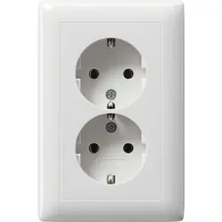 Gira wandcontactdoos 2-voudig randaarde voor ovale 1,5 inbouwdoos Standaard 55 wit glans (078203)