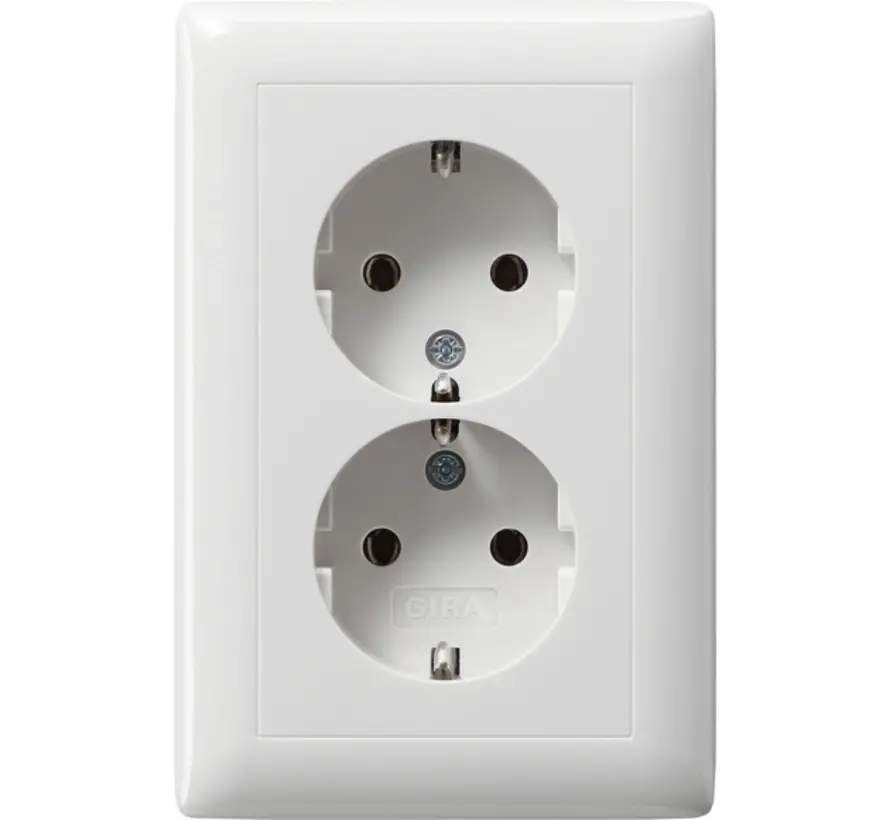 wandcontactdoos 2-voudig randaarde voor ovale 1,5 inbouwdoos Standaard 55 wit glans (078203)