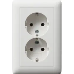 Gira wandcontactdoos 2-voudig randaarde voor ovale 1,5 inbouwdoos Standaard 55 wit mat (078204)