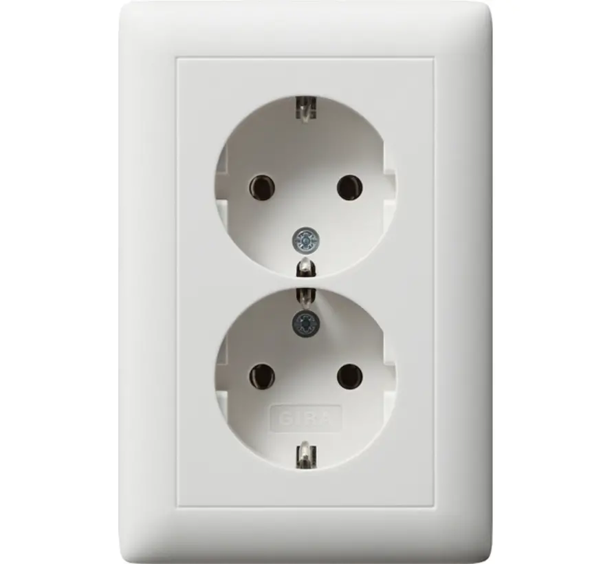 wandcontactdoos 2-voudig randaarde voor ovale 1,5 inbouwdoos Standaard 55 wit mat (078204)