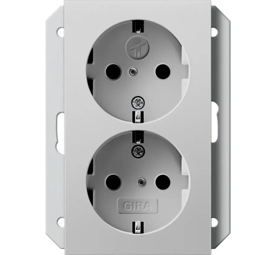 wandcontactdoos 2-voudig randaarde verhoogde aanraakbeveiliging voor enkele inbouwdoos Systeem 55 grijs mat (2731015)