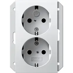 Gira wandcontactdoos 2-voudig randaarde Safety+ voor ovale 1,5 inbouwdoos Systeem 55 wit glans (273503)