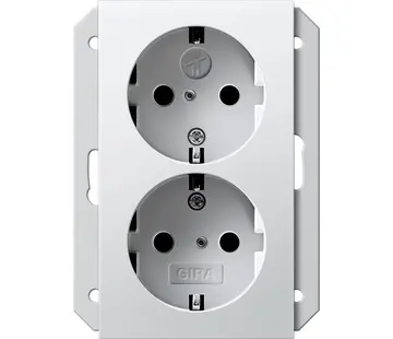 Gira wandcontactdoos 2-voudig randaarde Safety+ voor ovale 1,5 inbouwdoos Systeem 55 wit glans (273503)