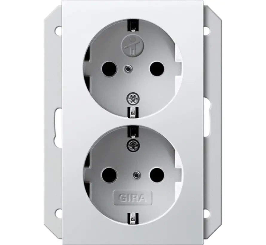 wandcontactdoos 2-voudig randaarde Safety+ voor ovale 1,5 inbouwdoos Systeem 55 wit glans (273503)