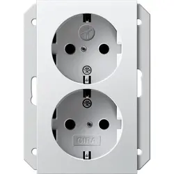Gira wandcontactdoos 2-voudig randaarde Safety+ voor ovale 1,5 inbouwdoos Systeem 55 wit mat (273527)