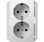 wandcontactdoos 2-voudig randaarde Safety+ voor ovale 1,5 inbouwdoos Systeem 55 wit mat (273527)