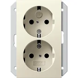 Gira wandcontactdoos 2-voudig randaarde Safety+ voor ovale 1,5 inbouwdoos Systeem 55 creme glans (273501)
