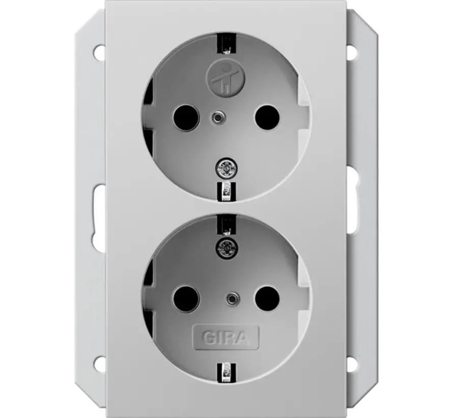 wandcontactdoos 2-voudig randaarde Safety+ voor ovale 1,5 inbouwdoos Systeem 55 grijs mat (2735015)