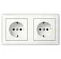 wandcontactdoos 2-voudig randaarde Safety Plus compleet voorbedraad voor duo-inbouwdoos Standaard 55 wit glans (478603)