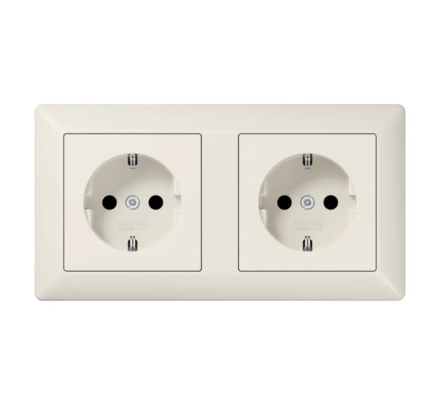 wandcontactdoos 2-voudig voorbedraad voor duo-inbouwdoos AS500 creme (AS 1520-2)