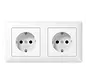 wandcontactdoos 2-voudig randaarde voorbedraad voor duo-inbouwdoos AS500 alpine wit (AS 1520-2 WW)