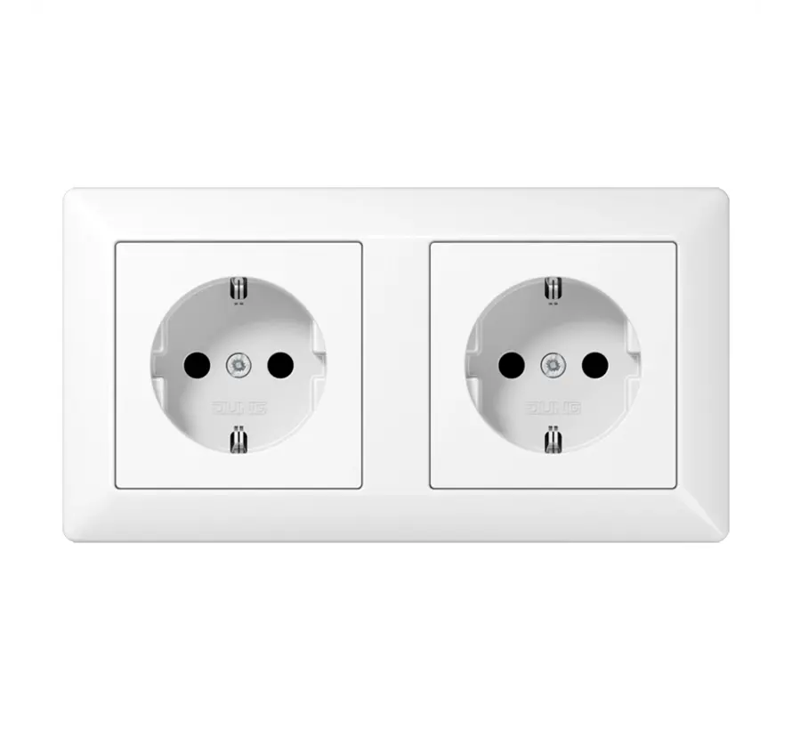 wandcontactdoos 2-voudig randaarde voorbedraad voor duo-inbouwdoos AS500 alpine wit (AS 1520-2 WW)