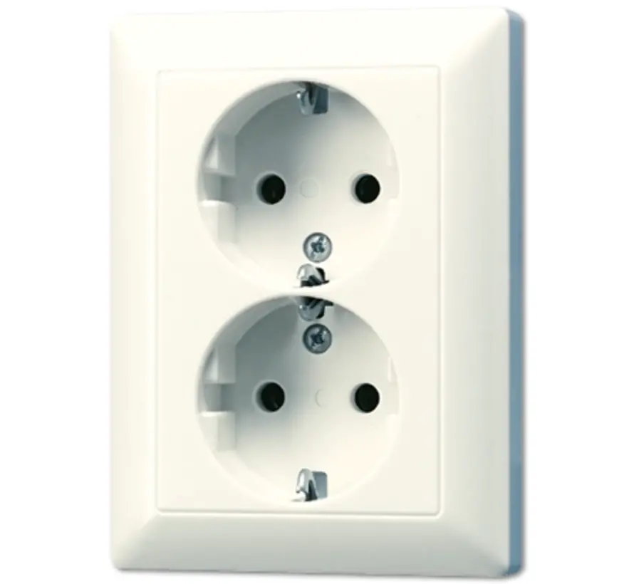 wandcontactdoos 2-voudig randaarde voor enkele inbouwdoos AS500 creme (AS 5020 NU)