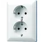 wandcontactdoos 2-voudig randaarde voor enkele inbouwdoos AS500 alpine wit (AS 5020 NU WW)