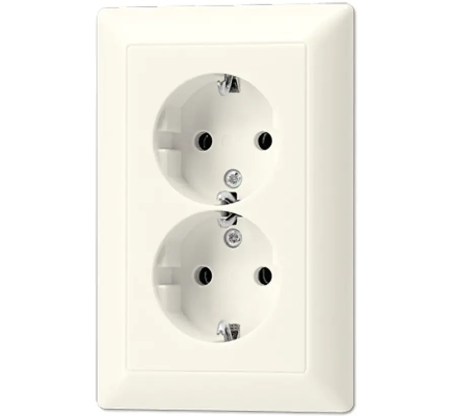 wandcontactdoos 2-voudig randaarde voor ovale 1,5 inbouwdoos AS500 creme (AS 5015)