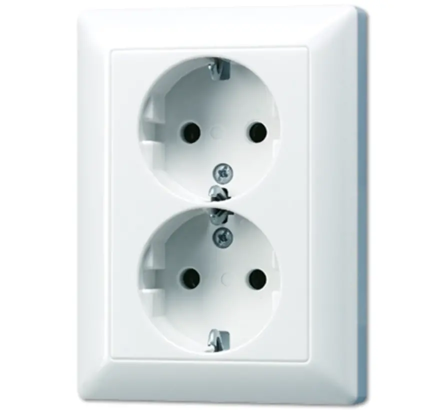 wandcontactdoos 2-voudig randaarde Safety+ voor enkele inbouwdoos Safety+ AS500 alpine wit (AS 5020 NKIU WW)