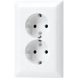 JUNG wandcontactdoos 2-voudig randaarde Safety+ voor ovale 1,5 inbouwdoos AS500 alpine wit (AS 5015 KI WW)