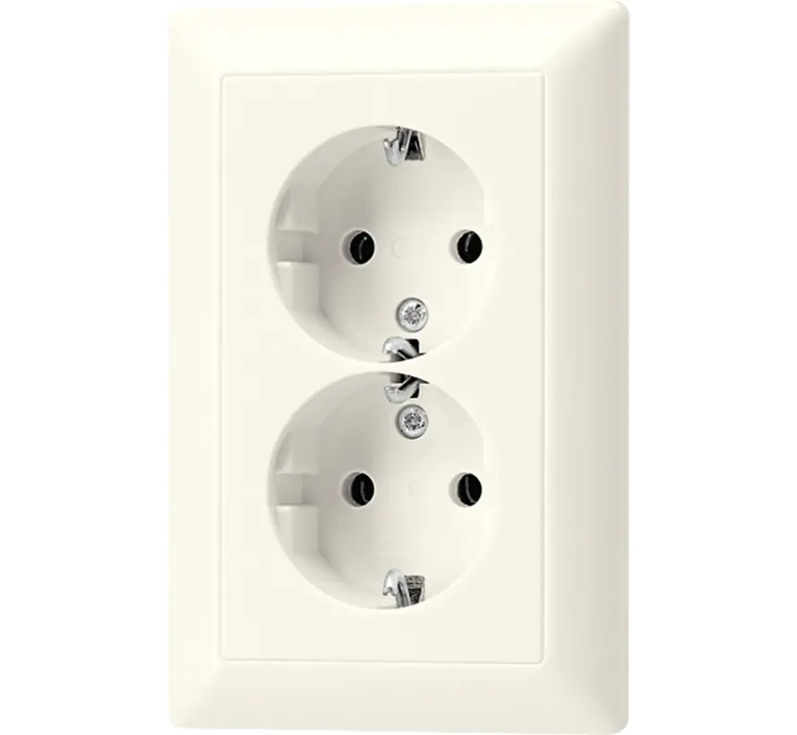 wandcontactdoos 2-voudig randaarde Safety+ voor ovale 1,5 inbouwdoos AS500 creme (AS 5015 KI)