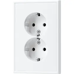 JUNG wandcontactdoos 2-voudig randaarde Safety+ voor ovale 1,5 inbouwdoos LS990 alpine wit (LS 5015 KI WW)