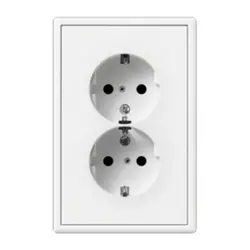 JUNG wandcontactdoos 2-voudig randaarde Safety+ voor ovale 1,5 inbouwdoos LS990 sneeuwwit mat (LS 5015 KI WWM)
